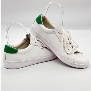 Keds Sneaker Womens 7.5 White Green Leather Low Top Lace Up Casual Softerra